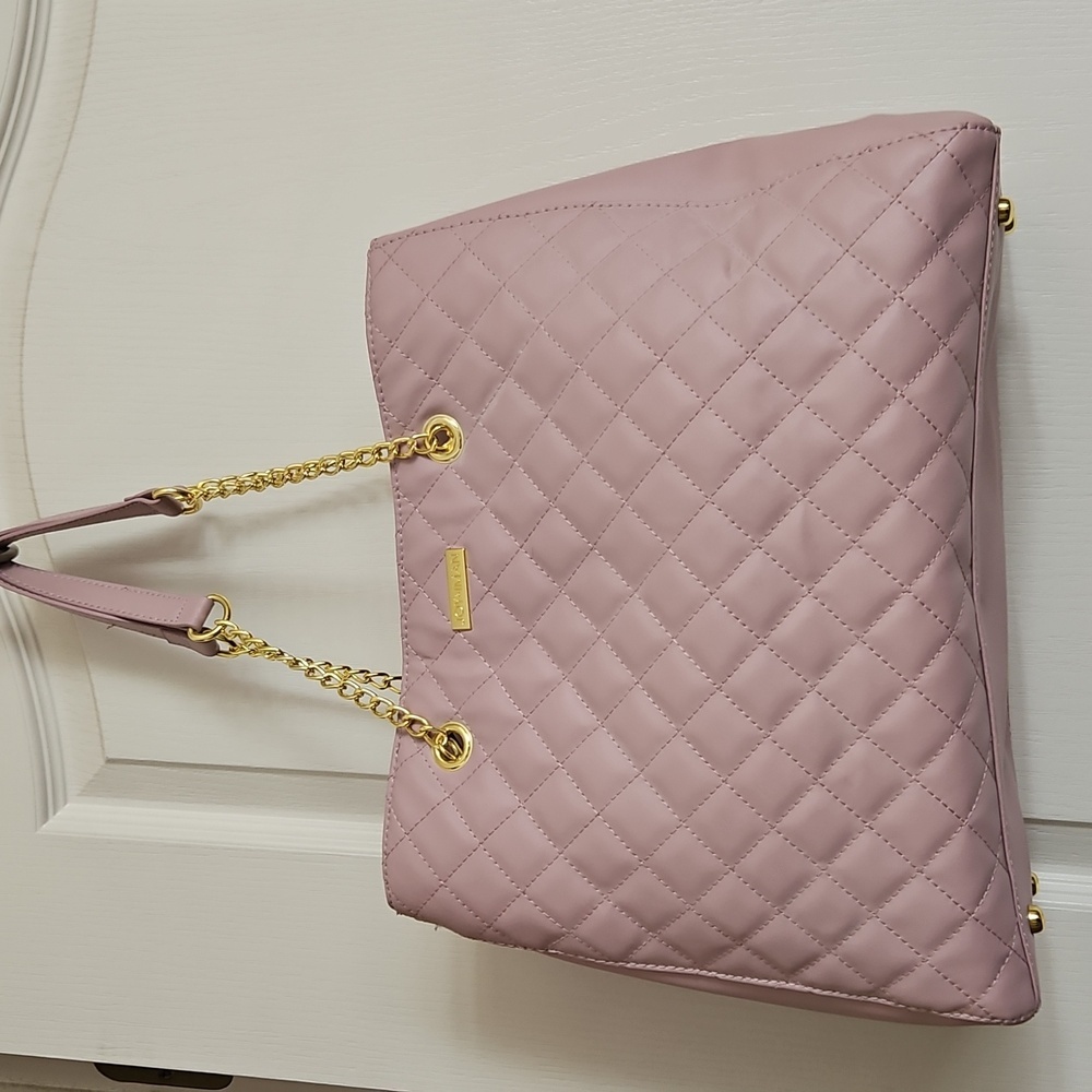 Joy & Iman Blush Quilted Shoulder Bag W/ Matching Wallet